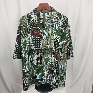 Vintage 1990s Reservoir Korean Aloha Shirt XXL Jungle Wagon Print